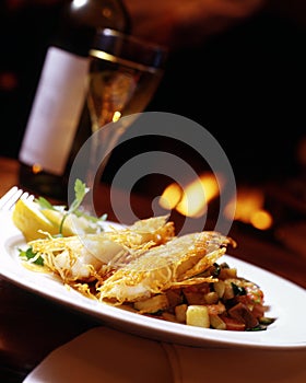 Crispy cod with potato rosti