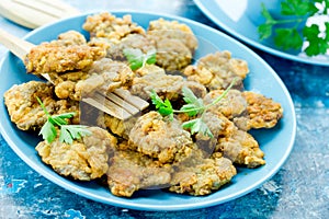 Crispy deep fried chicken livers