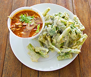 Crispy deep fried morning glory