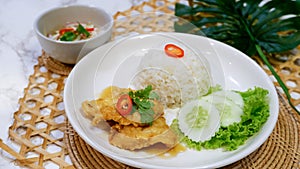 Crispy Fish Rice with Sweet and Sour Sauce