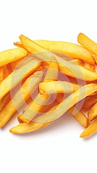 Crispy French fries captured on a clean white background