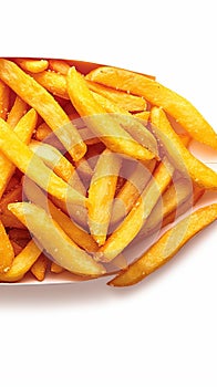 Crispy French fries captured on a clean white background