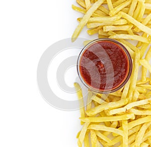 Crispy French Fries isolated on white background close-up shot