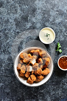 Crispy fried breaded chicken bites