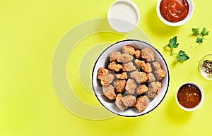 Crispy fried breaded chicken bites