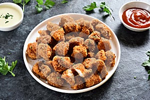 Crispy fried breaded chicken bites