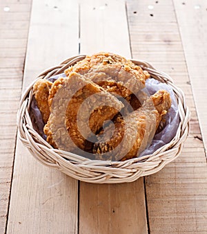 Crispy fried chicken in a basket