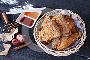 Crispy fried chicken in a basket