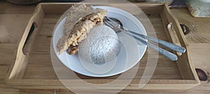 Crispy fried chicken fille lunch meals rice favorite woods photo