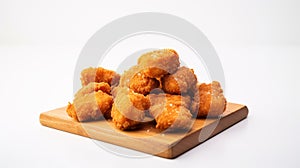 Crispy Fried Chicken Nuggets On Wooden Tray - High Quality Stock Photo