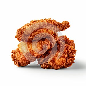 Crispy Fried Chicken Pieces On White Background