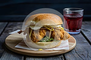 Crispy fried chicken sandwich, golden and tempting