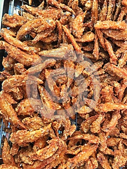 Crispy fried chicken wings in restaurant tray