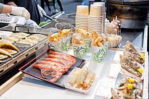 Crispy fried shrimp at Myeong-dong street food, Seoul, South Korea photo