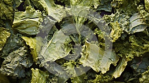 Crispy Homemade Baked Green Kale Chips with Olive Oil and Sea Salt. AI Generative