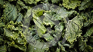 Crispy Homemade Baked Green Kale Chips with Olive Oil and Sea Salt. AI Generative