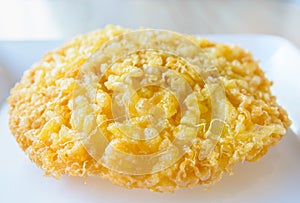 Crispy omlete, fried egg thai style food.