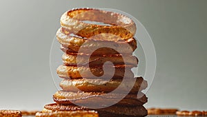 Crispy Onion Rings Stack Fried Food Closeup Appetizer Snack