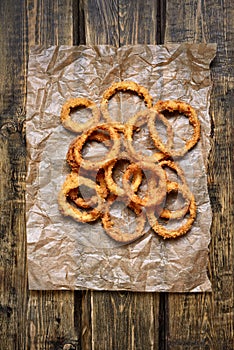 Crispy onion rings, top view