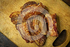 Crispy pork belly flat lay image for food content