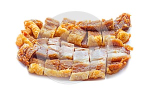 Crispy pork slice isolated on white background photo