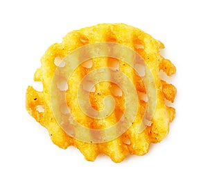 Crispy potato frie waffle, wavy, crinkle cut, criss cross cries photo