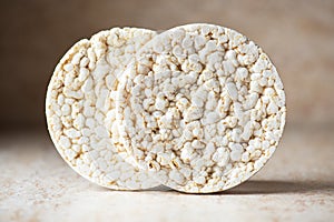 Crispy rice crackers close up