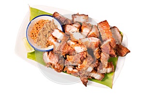 Crispy Roast Pork Belly,chinese cuisine on white background