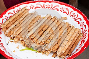 Crispy rolled thin wafer - Thai dessert