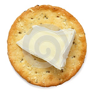 Crispy round cheese cracker from above.