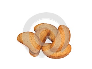 Crispy rusks on white background