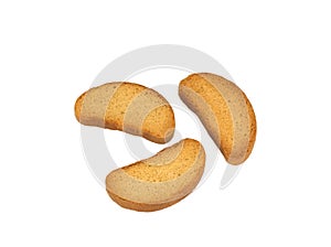 Crispy rusks on white background
