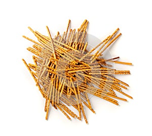 Crispy Salt Sticks with Sesame, Pretzel Sticks, Grissini or Breadsticks