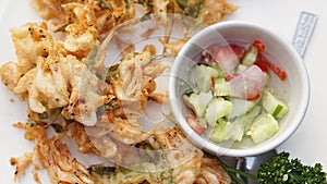 Crispy small fried shrimp thai food