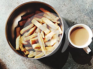 CRISPY TESTY INDIAN DISH BREAKFAST VERY VERY YUMMY TESTY CRISPY BREAKFAST WITH TEA