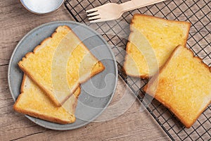 Crispy Toasted Bread with Butter and Sugar