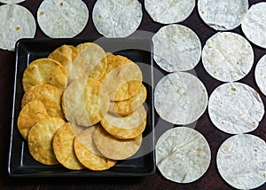 Crispy tortilla chip, crunchy snack