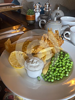 crispy traditional British and English style fish and chips