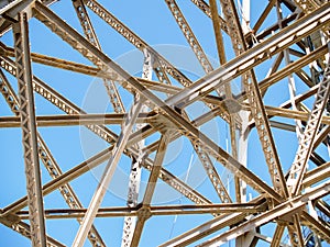 Criss-cross of structural steel framing photo