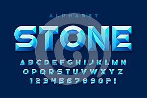 Cristal characters design, original glossy alphabet style, letters and numbers.