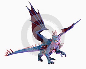 Cristal red blue dragon in a white background