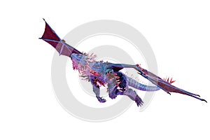 Cristal red blue dragon in a white background