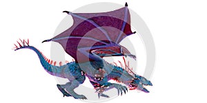 Cristal red blue dragon in a white background