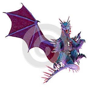 Cristal red blue dragon in a white background