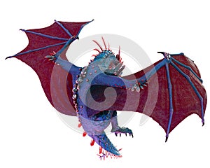Cristal red blue dragon in a white background