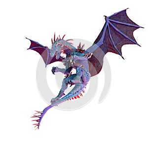 Cristal red blue dragon in a white background