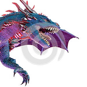 Cristal red blue dragon in a white background