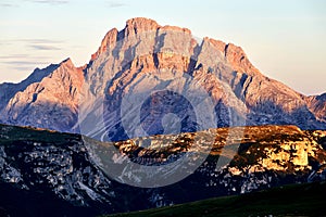 Cristallo mountain at sunset photo