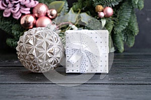 Cristmas decorations over dark background