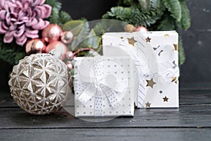 Cristmas decorations over dark background